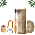 1 Neem Beard & 1 Shampu Comb 1 Adult bamboo toothbrush1 Bamboo tongue cleaner1 Bamboo brush stand