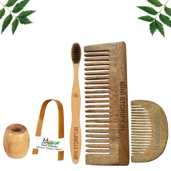 1.Neem.Beard.&.1.Shampu.Comb.1.Adult.bamboo.toothbrush1.Bamboo.tongue.cleaner1.Bamboo.brush.stand