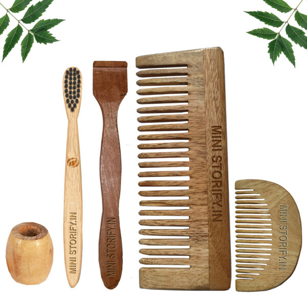 1.Neem.Beard.&.1.Shampu.Comb.1.Kids.bamboo.toothbrush1.Neem.tongue.Cleaner1.Bamboo.brush.stand