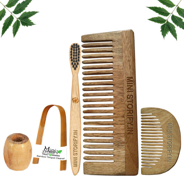 1.Neem.Beard.&.1.Shampu.Comb.1.Kids.bamboo.toothbrush1.Bamboo.tongue.cleaner1.Bamboo.brush.stand
