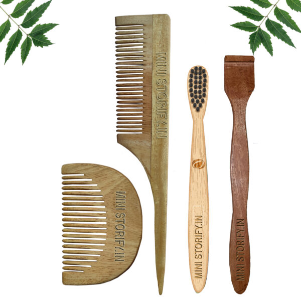 1.Neem.Beard.&.1.Tail.Comb.1.Kids.bamboo.toothbrush1.Neem.tongue.Cleaner