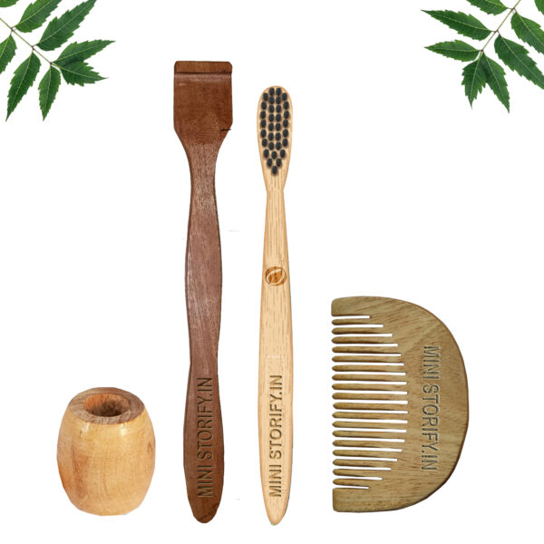 1.Neem.Beard.Comb.1.Kids.bamboo.toothbrush1.Neem.tongue.Cleaner1.Bamboo.brush.stand