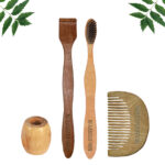 1 Neem Beard Comb 1 Neem adult toothbrush1 Neem tongue Cleaner1 Bamboo brush stand