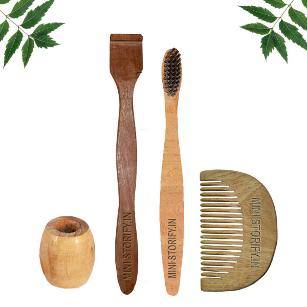 1.Neem.Beard.Comb.1.Neem.kids.toothbrush1.Neem.tongue.Cleaner1.Bamboo.brush.stand