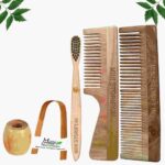 1 Neem Dressing & 1 Handle Comb 1 Kids bamboo toothbrush1 Bamboo tongue cleaner1 Bamboo brush stand