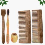 1 Neem Dressing & 1 Shampu Comb 1 Neem adult toothbrush1 Neem tongue Cleaner1 Bamboo brush stand