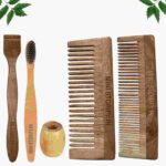 1 Neem Dressing & 1 Shampu Comb 1 Neem kids toothbrush1 Neem tongue Cleaner1 Bamboo brush stand