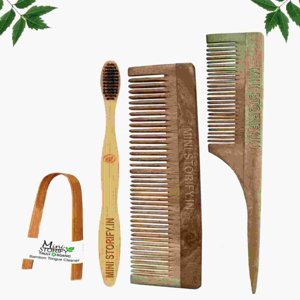 1.Neem.Dressing.&.1.Tail.Comb.1.Adult.bamboo.toothbrush1.Bamboo.tongue.cleaner