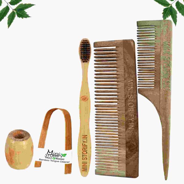 1.Neem.Dressing.&.1.Tail.Comb.1.Adult.bamboo.toothbrush1.Bamboo.tongue.cleaner1.Bamboo.brush.stand