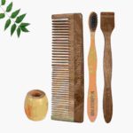 1 Neem Dressing Comb 1 Neem adult toothbrush1 Neem tongue Cleaner1 Bamboo brush stand