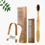 1 Neem Handle & 1 Pocket Comb 1 Adult bamboo toothbrush1 Bamboo tongue cleaner