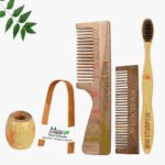 1 Neem Handle & 1 Pocket Comb 1 Adult bamboo toothbrush1 Bamboo tongue cleaner1 Bamboo brush stand