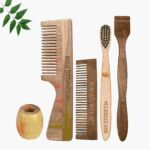 1 Neem Handle & 1 Pocket Comb 1 Kids bamboo toothbrush1 Neem tongue Cleaner1 Bamboo brush stand