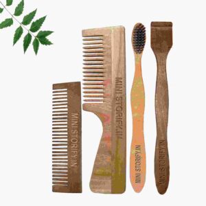 1 Neem Handle & 1 Pocket Comb 1 Neem adult toothbrush1 Neem tongue Cleaner