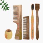 1 Neem Handle & 1 Pocket Comb 1 Neem adult toothbrush1 Neem tongue Cleaner1 Bamboo brush stand
