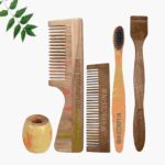 1 Neem Handle & 1 Pocket Comb 1 Neem kids toothbrush1 Neem tongue Cleaner1 Bamboo brush stand