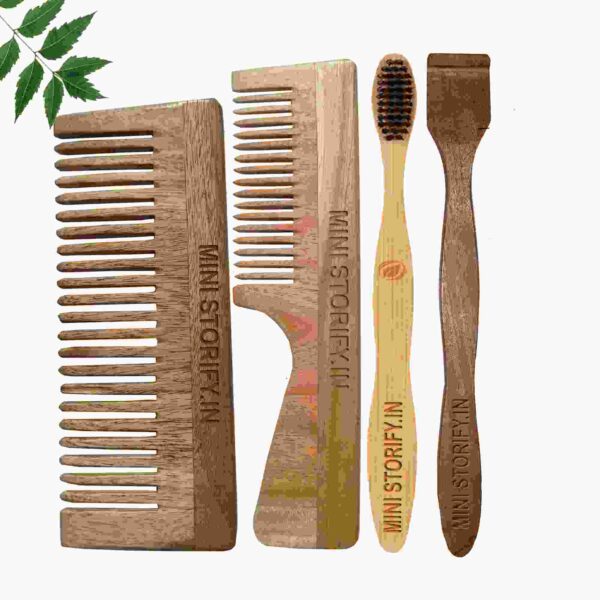 1.Neem.Handle.&.1.Shampu.Comb.1.Adult bamboo.toothbrush1.Neem.tongue.Cleaner