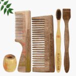 1 Neem Handle & 1 Shampu Comb 1 Adult bamboo toothbrush1 Neem tongue Cleaner1 Bamboo brush stand