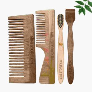 1 Neem Handle & 1 Shampu Comb 1 Kids bamboo toothbrush1 Neem tongue Cleaner