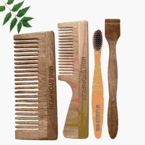 1 Neem Handle & 1 Shampu Comb 1 Neem kids toothbrush1 Neem tongue Cleaner