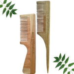 1 Neem Handle & 1 Tail Comb Pack of 2