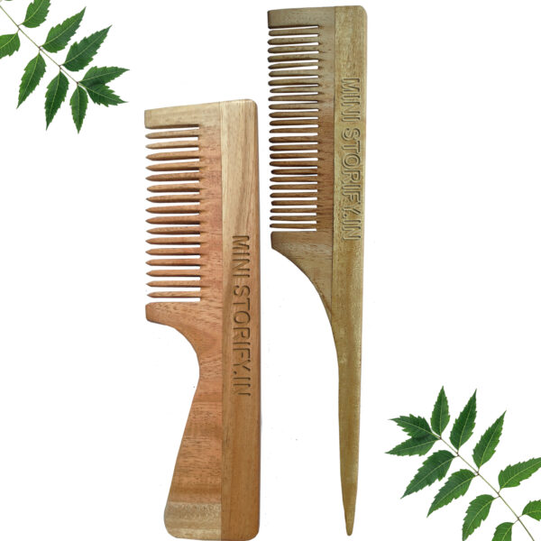 1.Neem.Handle.&.1.Tail.Comb.Pack.of.2