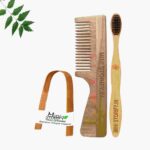 1 Neem Handle Comb 1 Adult bamboo toothbrush1 Bamboo tongue cleaner