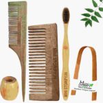 1 Neem Shampu & 1 Tail Comb 1 Adult bamboo toothbrush 1 Bamboo tongue cleaner1 Bamboo brush stand