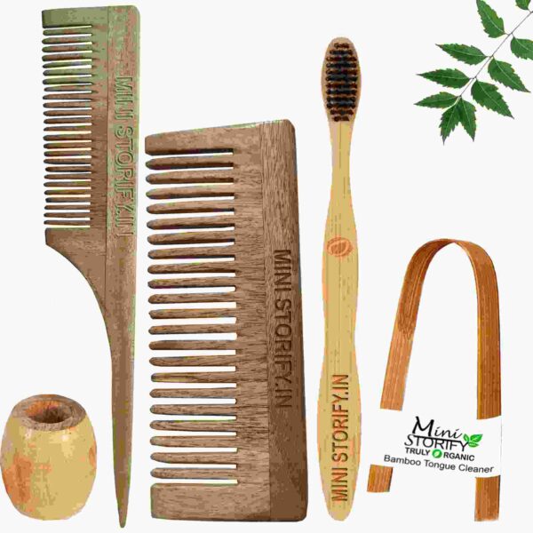 1.Neem.Shampu.&.1.Tail.Comb.1.Adult.bamboo.toothbrush 1.Bamboo.tongue.cleaner1.Bamboo.brush.stand