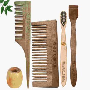 1 Neem Shampu & 1 Tail Comb 1 Kids bamboo toothbrush1 Neem tongue Cleaner1 Bamboo brush stand
