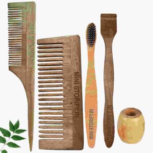 1 Neem Shampu & 1 Tail Comb 1 Neem kids toothbrush1 Neem tongue Cleaner1 Bamboo brush stand