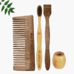 1 Neem Shampu Comb 1 Adult bamboo toothbrush1 Neem tongue Cleaner1 Bamboo brush stand