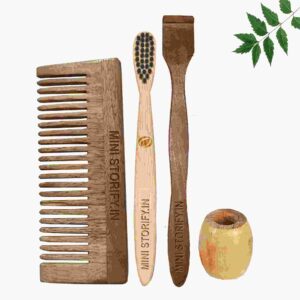 1 Neem Shampu Comb 1 Kids bamboo toothbrush1 Neem tongue Cleaner1 Bamboo brush stand
