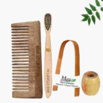 1 Neem Shampu Comb 1 Kids bamboo toothbrush1 Bamboo tongue cleaner1 Bamboo brush stand