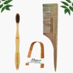 1 Neem Tail Comb 1 Adult bamboo toothbrush1 Bamboo tongue cleaner