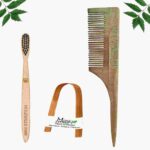1 Neem Tail Comb 1 Kids bamboo toothbrush1 Bamboo tongue cleaner
