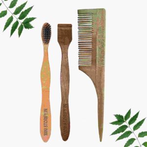 1 Neem Tail Comb 1 Neem adult toothbrush1 Neem tongue Cleaner