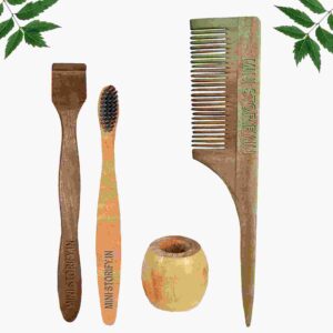 1 Neem Tail Comb 1 Neem kids toothbrush1 Neem tongue Cleaner1 Bamboo brush stand
